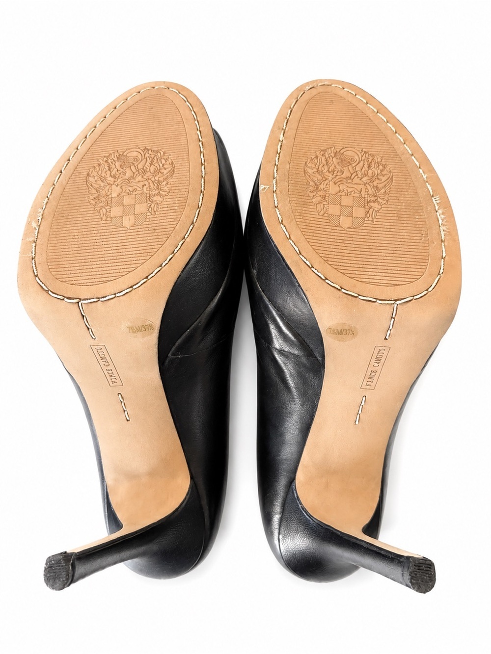 Vince Camuto VC-LORIM Black Nappa Leather Peep-Toe Platform Heels - Size 7.5 - Picture 10 of 13